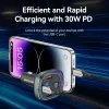 Vention FFLB0 autolaturi FM-lähettimellä, Bluetooth 5.0, 3 USB-porttia (USB-C + 2× USB-A), 30 W PD, 30 W/18 W/5 W, musta