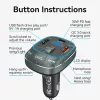 Vention FFLB0 autolaturi FM-lähettimellä, Bluetooth 5.0, 3 USB-porttia (USB-C + 2× USB-A), 30 W PD, 30 W/18 W/5 W, musta