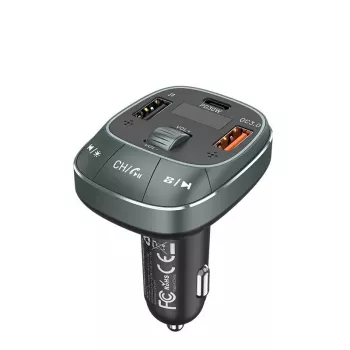 Autolaturi Vention 3-porttinen USB (USB-C + 2× USB-A) 30W/18W/5W musta