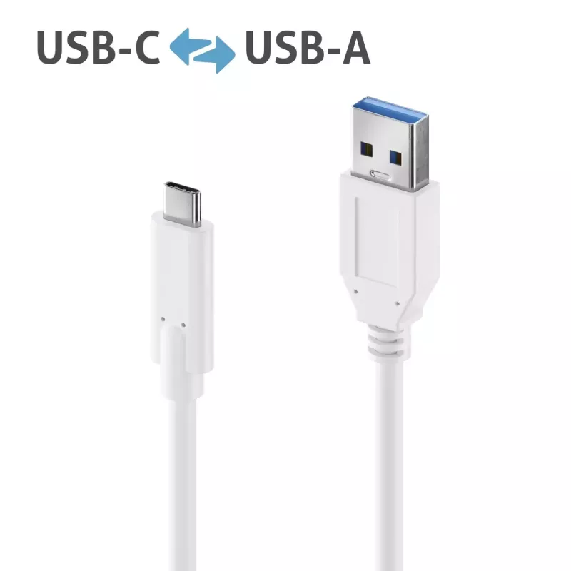 USB-kaapeli PureLink IS2610-010 USB 3.2 Gen 2 1m USB-C USB-A valkoinen