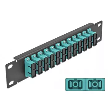 Kuitu-patch-paneeli DeLOCK 10 inch 12 porttia SC Duplex aqua 1U musta