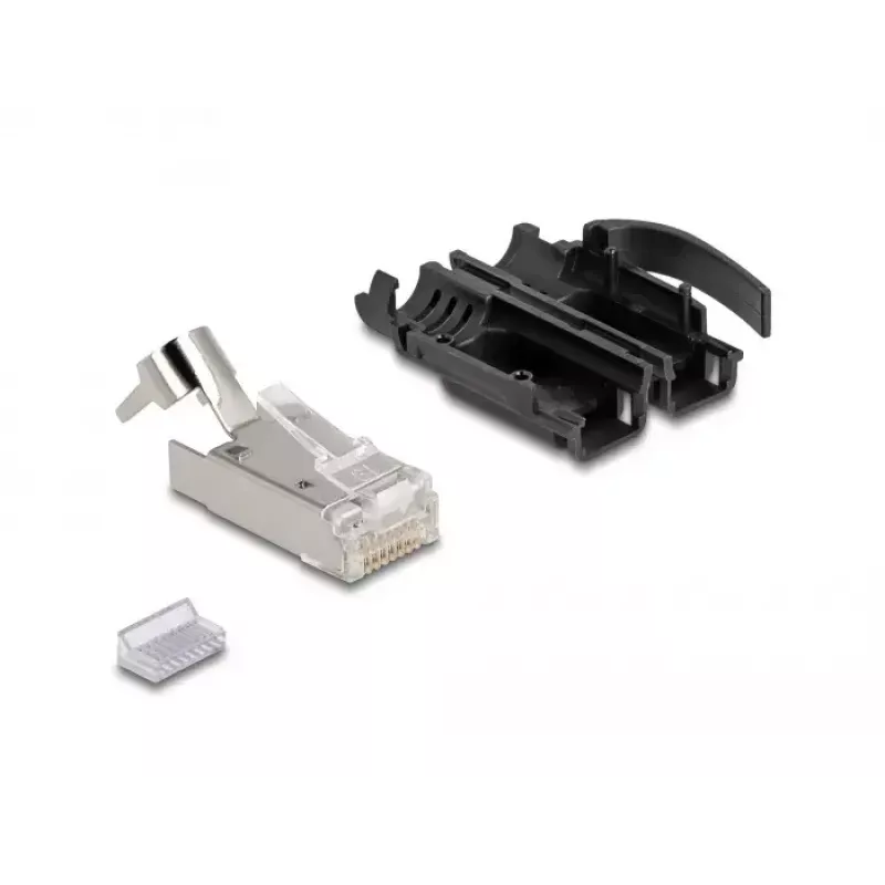 DeLOCK RJ45 modulaariliitinsarja Cat.6A 25 kpl vedonpoisto luotettava taittosuoja