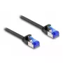 Verkkokaapeli DeLOCK RJ45 litteä liitäntäkaapeli uros-uros Cat.6A 2 m musta