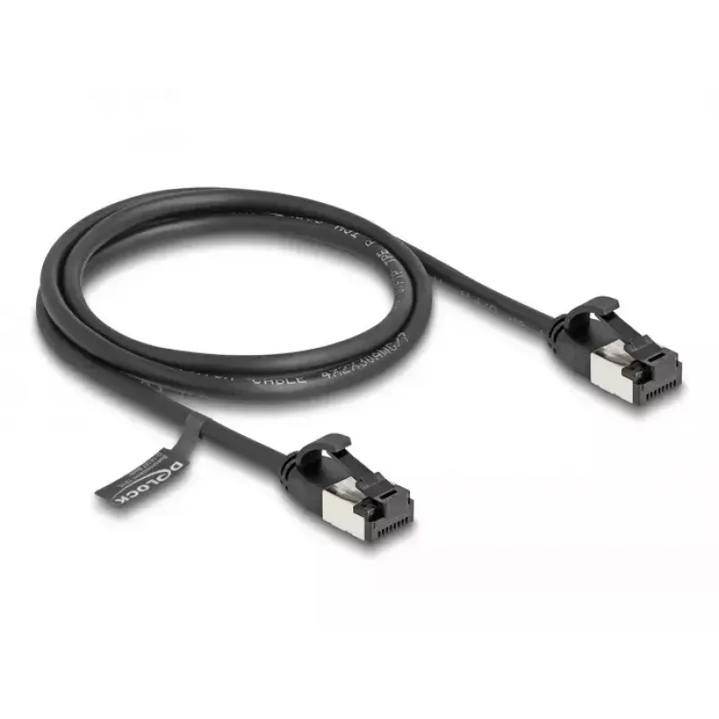 Verkkokaapeli DeLOCK RJ45 kaapeli uros-uros Cat.8.1 1 m musta