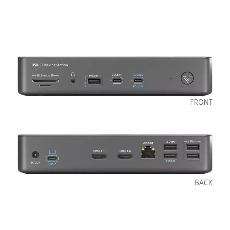 Kannettavan tietokoneen telakka PureLink VL-D200 johdollinen harmaa USB Power Delivery HDMI 2.0