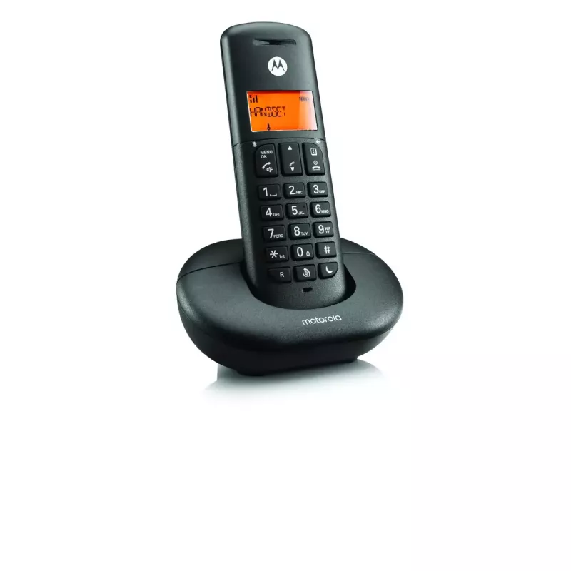 Langaton DECT-puhelin MOTOROLA E201 — langaton luuri handsfree-toiminnolla, jopa 50 rekisteröintiä
