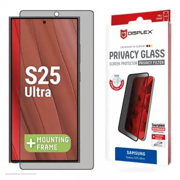 Displex Privacy Screen Protector (10H) Samsung Galaxy S25 Ultralle, Eco-asennuskehys, privacy-suodatin