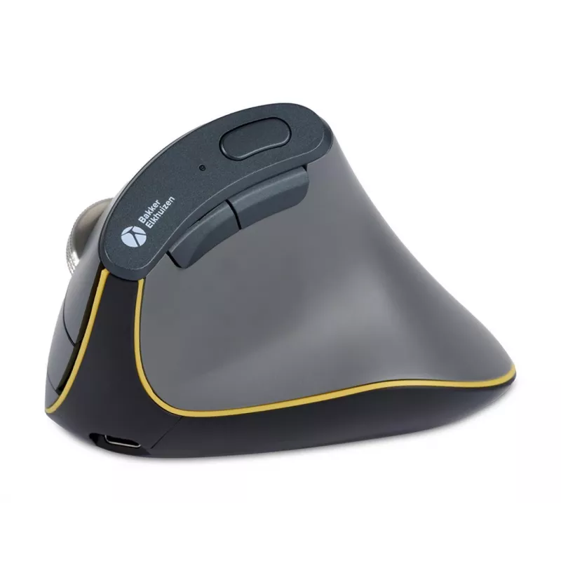 BakkerElkhuizen FastForward hiiri, oikeakätinen, pystysuunnittelu, optinen, RF Wireless + Bluetooth + USB Type-C, 500 DPI, harmaa