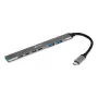 USB-C-keskitin 7-in-1 BakkerElkhuizen BNECHUB3A4C — 7 liitäntää (USB 3.2 Gen1 A, USB 3.2 Gen1 C, USB 2.0), alumiinikotelo, harmaa/musta