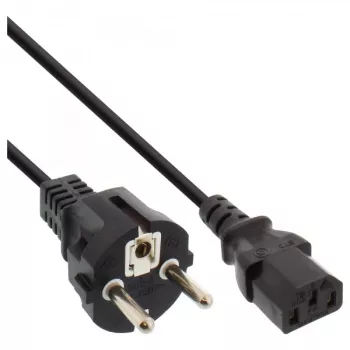 InLine virtajohto, CEE 7/7 suora / 3pin IEC C13 uros, musta, 5m