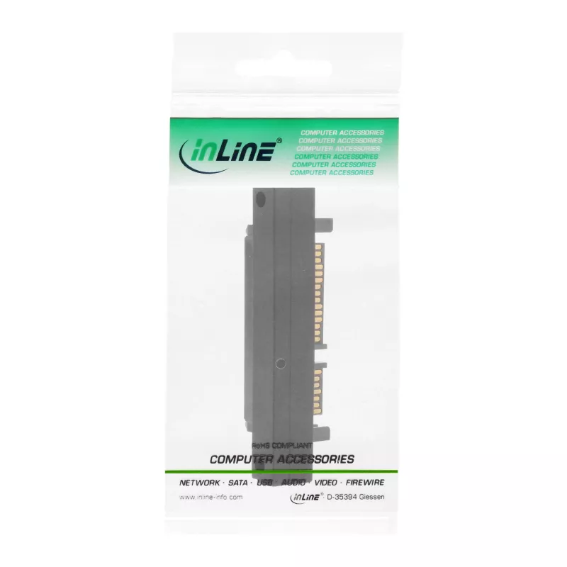 InLine SATA-adapteri, M/W, 22-napainen (15+7) alaspäin kulma