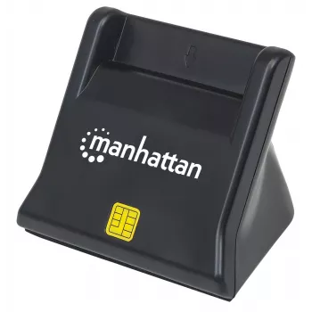Manhattan USB-A Smart/SIM-kortinlukija, 480 Mbit/s (USB 2.0), pöytämalli, kitkatyyppi-yhteensopiva, Hi-Speed USB, kaapeli 86 cm, musta, kolmen vuoden takuu