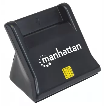 Manhattan USB-A Smart/SIM-kortinlukija, 480 Mbit/s (USB 2.0), pöytämalli, kitkatyyppi-yhteensopiva, Hi-Speed USB, kaapeli 86 cm, musta, kolmen vuoden takuu