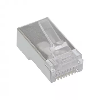 Liitin 8P8C RJ45 uros suojattu pyöreälle kaapelille, InLine, 10 kpl:n pakkaus, hopea