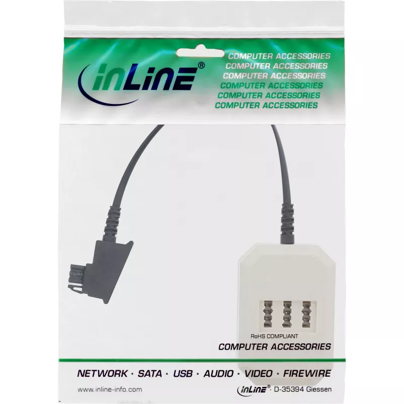 InLine TAE-adapteri TAE-F Deutsch uros / TAE NFN + RJ11 naaras 0,2 m