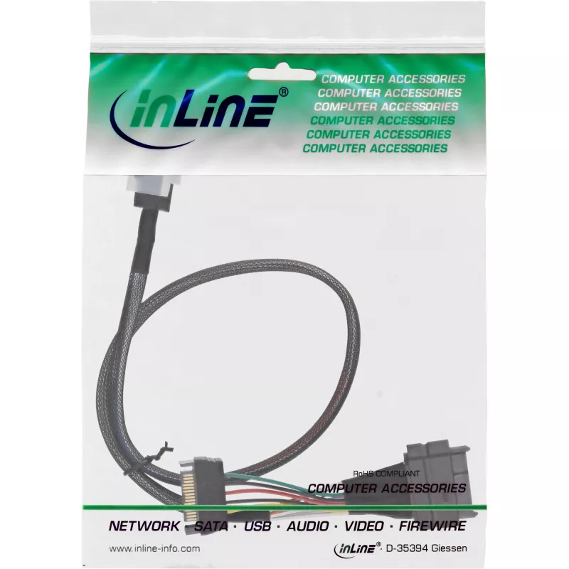 InLine U.2-liitäntäkaapeli, SSD U.2 (SFF-8639) - SFF-8643 + virransyöttö, 0,75 m