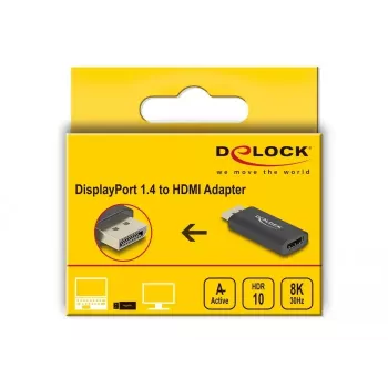 DELOCK aktiivinen DisplayPort 1.4 - HDMI -adapteri 8K HDR musta