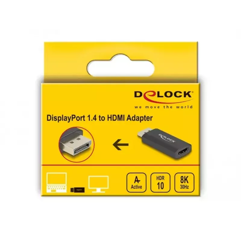 DELOCK aktiivinen DisplayPort 1.4 - HDMI -adapteri 8K HDR musta