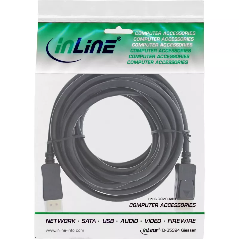 InLine DisplayPort 1.4 -kaapeli aktiivinen, 8K4K, musta, kulta, 10 m