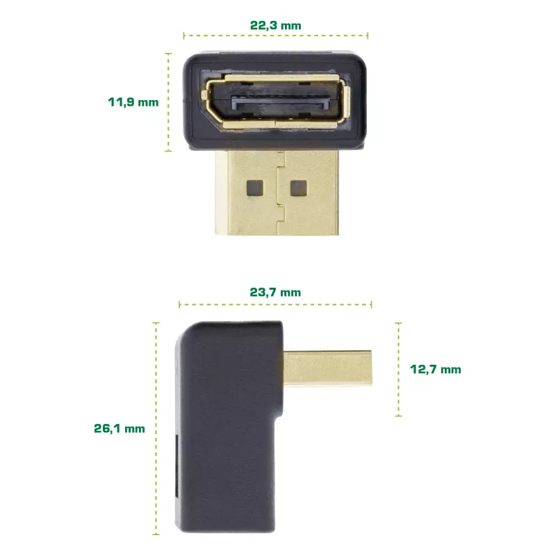 InLine DisplayPort-adapteri, DisplayPort uros / naaras alaspäin kulma