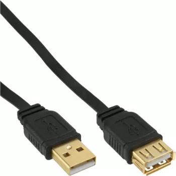 InLine USB 2.0 -lattakaapeli Type-A uros / naaras kultapinnoitettu musta 5 m