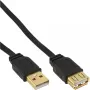InLine USB 2.0 -lattakaapeli Type-A uros / naaras kultapinnoitettu musta 5 m