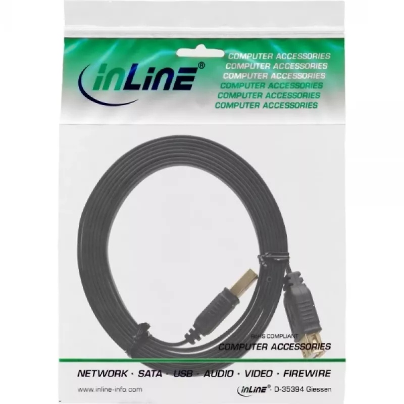 InLine USB 2.0 -lattakaapeli Type-A uros / naaras kultapinnoitettu musta 5 m
