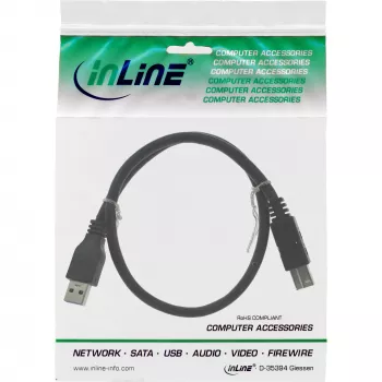 USB 3.2 Gen.1 -kaapeli, Type-A uros / Type-B uros, InLine 35310, 1 m, musta