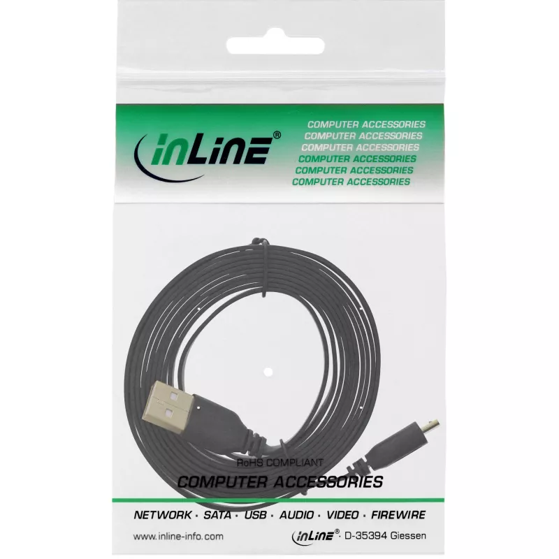 InLine lattakaapeli Micro USB 2.0, USB A / Micro-B, musta / kulta, 2 m