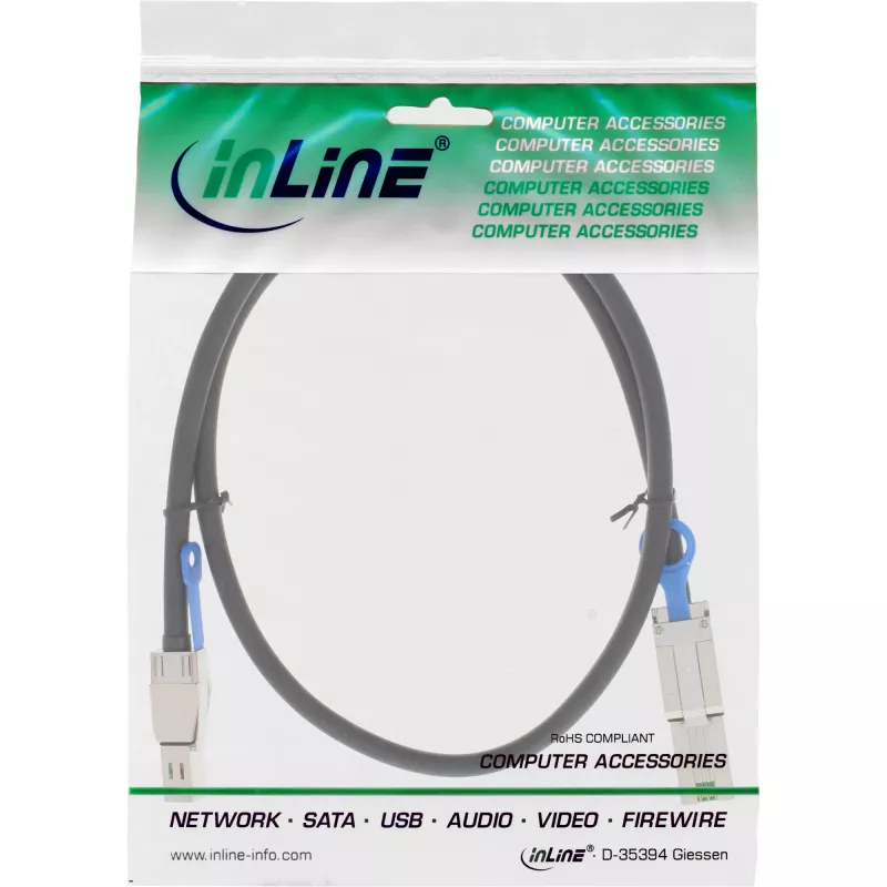 InLine ulkoinen Mini SAS HD -kaapeli SFF-8644 - SFF-8088 6 Gb/s 1 m
