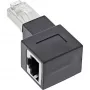 InLine verkkokaapeliadapteri Cat.6A, RJ45 uros / naaras, 90° oikealle taivutettu