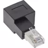 InLine verkkokaapeliadapteri Cat.6A, RJ45 uros / naaras, 90° oikealle taivutettu