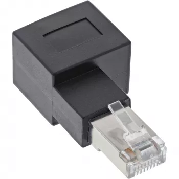 InLine verkkokaapeliadapteri Cat.6A, RJ45 uros / naaras, 90° oikealle taivutettu