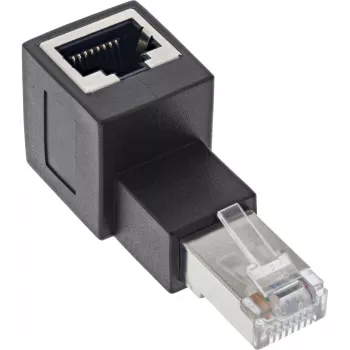 InLine verkkokaapeliadapteri Cat.6A, RJ45 uros / naaras, 90° ylöspäin taivutettu