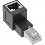 InLine verkkokaapeliadapteri Cat.6A, RJ45 uros / naaras, 90° ylöspäin taivutettu