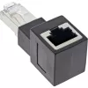 InLine verkkokaapeliadapteri Cat.6A, RJ45 uros / naaras, 90° ylöspäin taivutettu