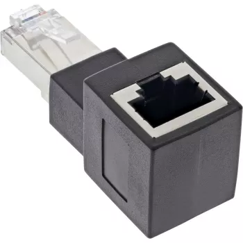 InLine verkkokaapeliadapteri Cat.6A, RJ45 uros / naaras, 90° ylöspäin taivutettu