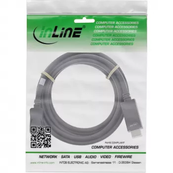DisplayPort-HDMI-muunnoskaapeli InLine 17182I 4K 60Hz musta 2 m