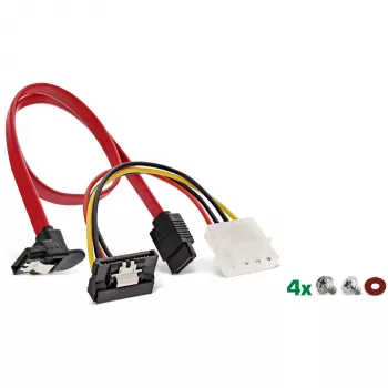 InLine HDD/SSD-asennuskehyssarja SATA- ja virtakaapelilla, kulmaliitin, sis. ruuvit