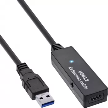 InLine USB 3.2 Gen.1 aktiivinen jatkokaapeli, USB-A uros USB-C naaras, 5 m
