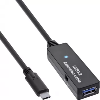 InLine USB 3.2 Gen.1 aktiivinen jatkokaapeli, USB-C uros USB-A naaras, 5 m