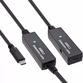 InLine USB 3.2 Gen.1 aktiivinen jatkokaapeli, USB-C uros USB-C naaras, 10 m