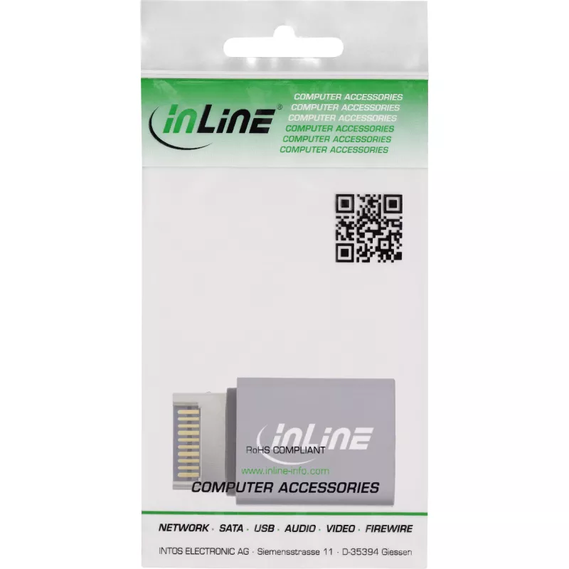 InLine USB 3.2 -sovitin, sisäinen USB-E-etupaneelin uros USB-C naaras