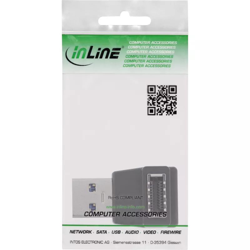 InLine USB 3.2 -sovitin, USB-A uros sisäinen USB-E-etupaneelin naaras
