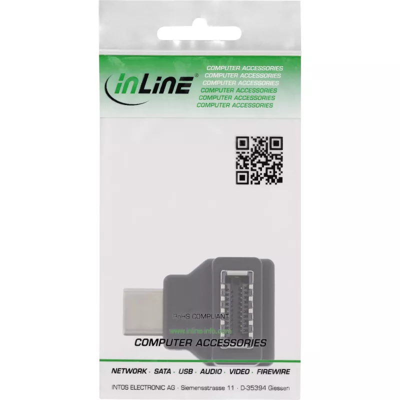 InLine USB 3.2 -sovitin, USB-C uros sisäinen USB-E-etupaneelin naaras