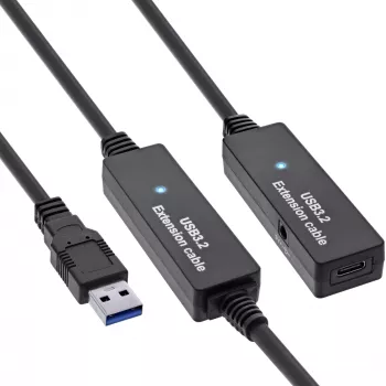 InLine USB 3.2 Gen.1 aktiivinen jatkokaapeli, USB-A uros USB-C naaras, 10 m