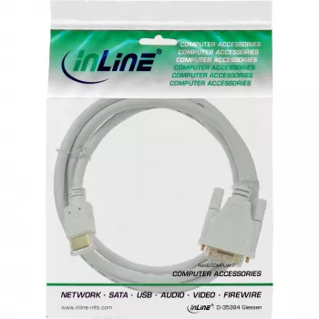 InLine HDMI-DVI-kaapeli uros / 18+1 uros valkoinen kulta 5 m