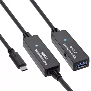 InLine USB 3.2 Gen.1 aktiivinen jatkokaapeli, USB-C uros USB-A naaras, 10 m