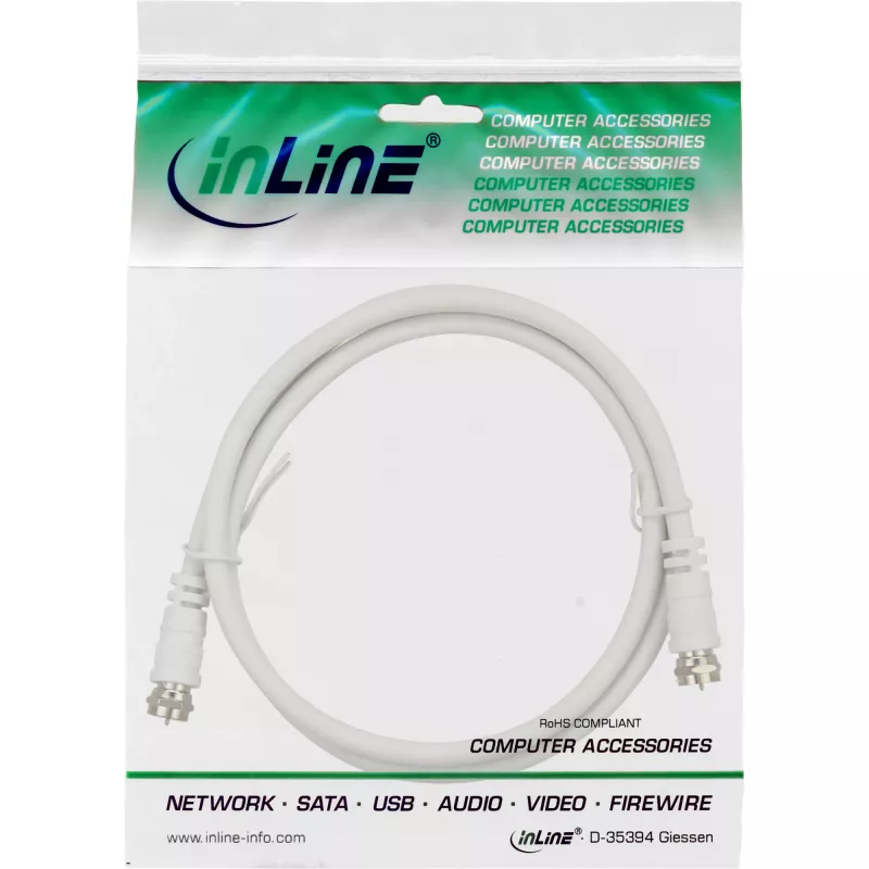 InLine SAT-kaapeli 2x suojattu ultra low loss 2x F-liitin >75 dB valkoinen 3 m