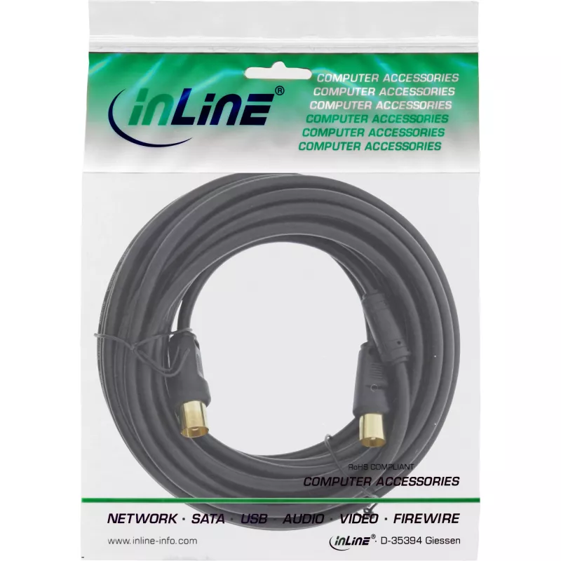 InLine antennikaapeli 2x suojattu >85 dB musta 2 m